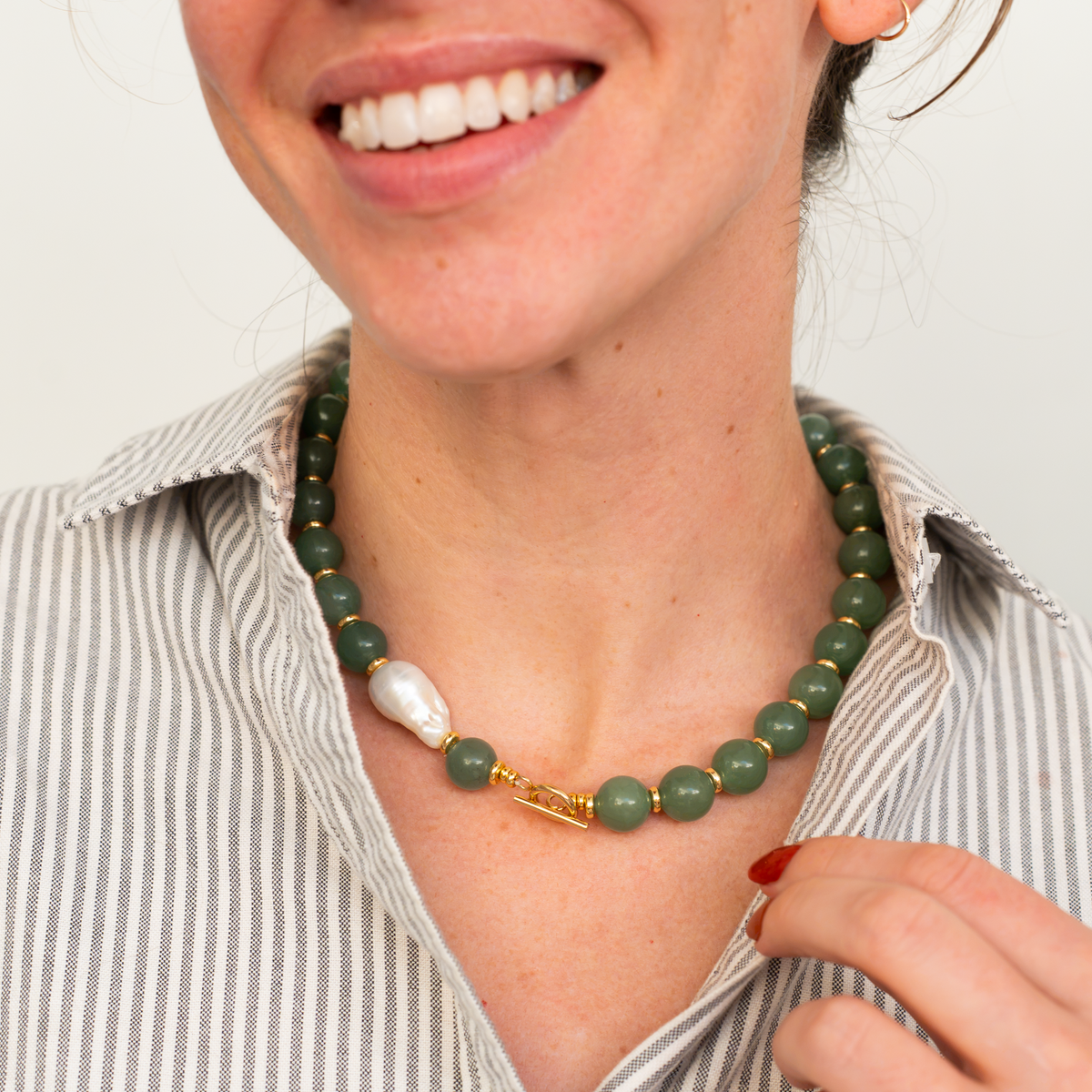 Chunky Gemstone & Baroque Pearl Necklace