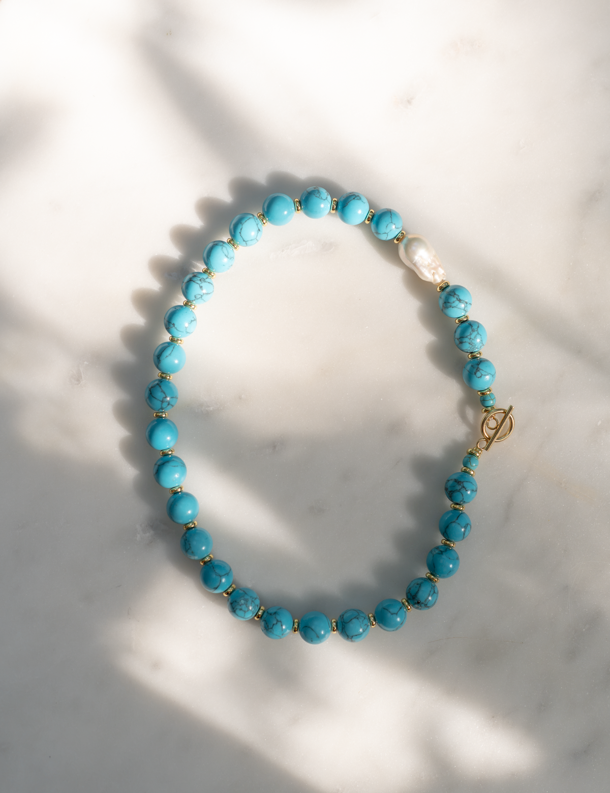 Chunky Gemstone & Baroque Pearl Necklace