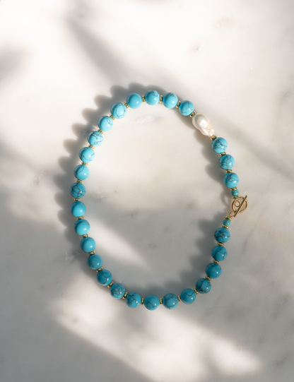 Chunky Gemstone & Baroque Pearl Necklace