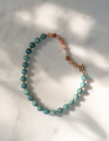 Chunky Gemstone & Baroque Pearl Necklace