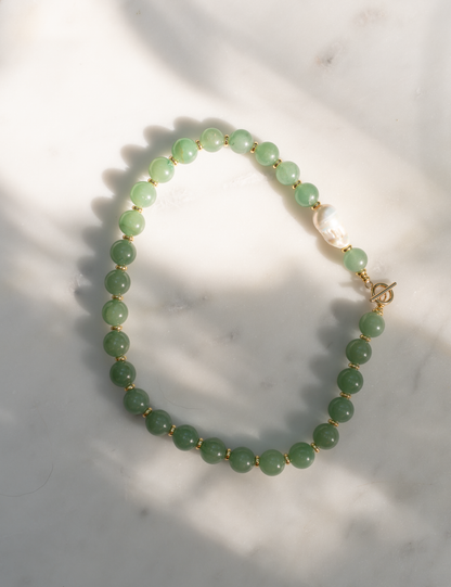 Chunky Gemstone & Baroque Pearl Necklace