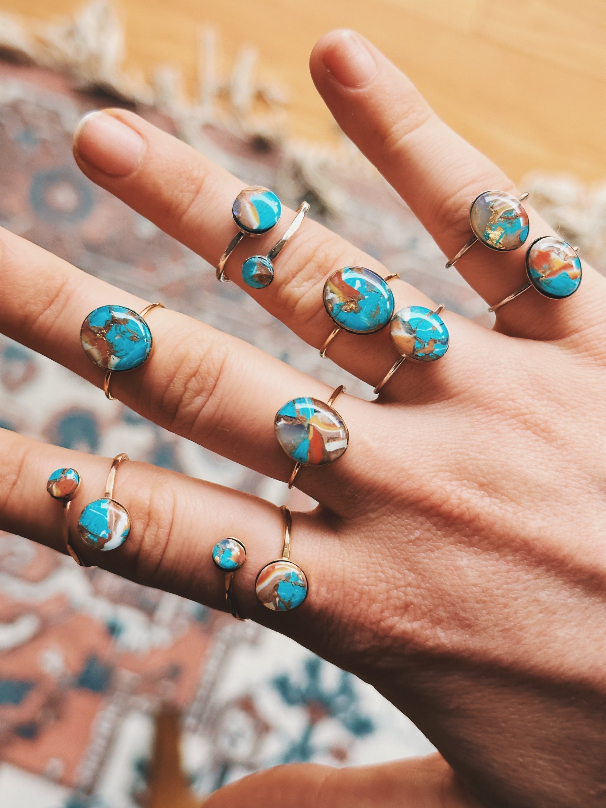 Gold Filled Oyster Turquoise Rings Gold